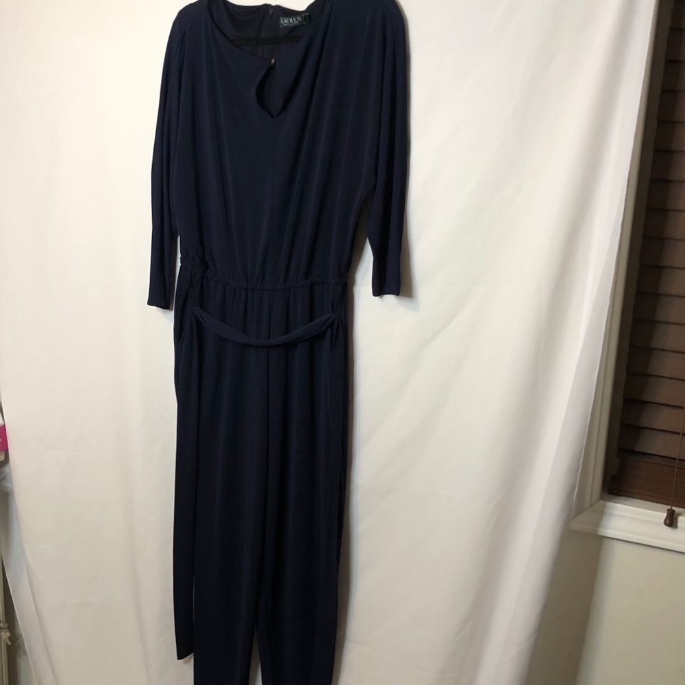 Ralph Lauren-Navy Blue cropped cocktail jumpsuit